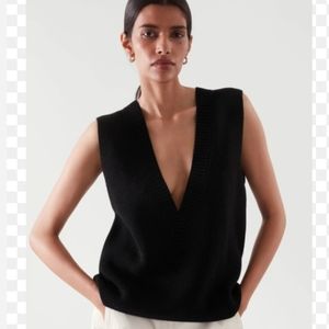 COS Deep V Neck Sweater Vest Black